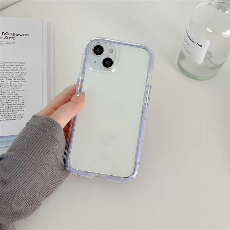 For iPhone 14 Soft TPU Cover Luminous Noctilucent Anti-scratch Cell Phone Case - Transparent Blue