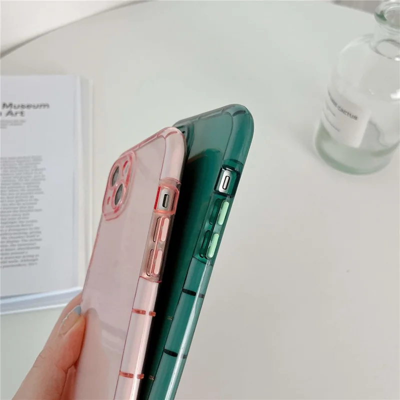 For iPhone 14 Soft TPU Cover Luminous Noctilucent Anti-scratch Cell Phone Case - Transparent Blue