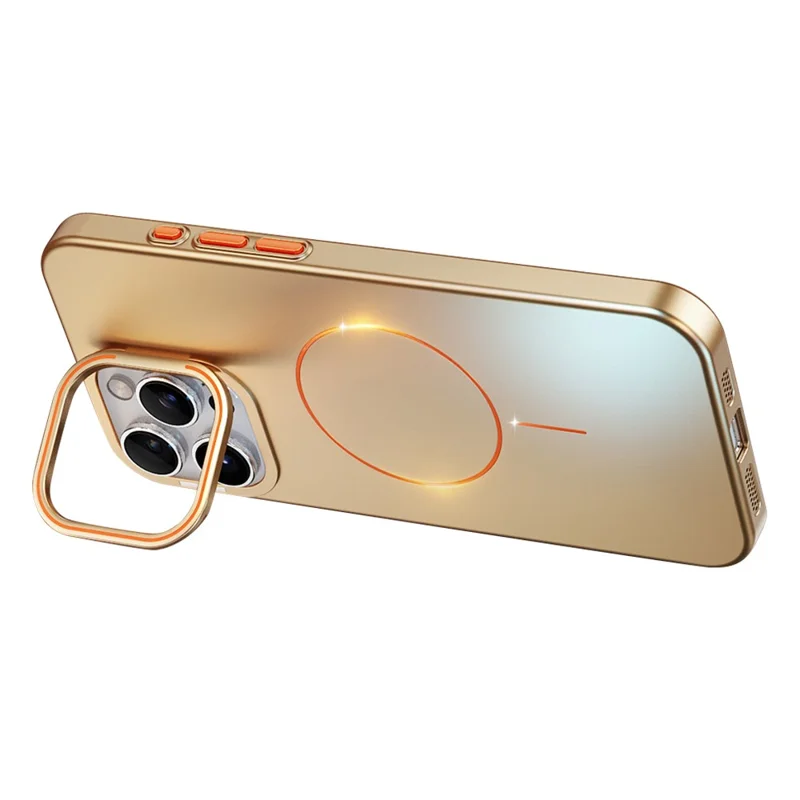 For iPhone 16 Pro Case Compatible with MagSafe Lens Kicktand Hard PC Phone Cover - Desert Gold