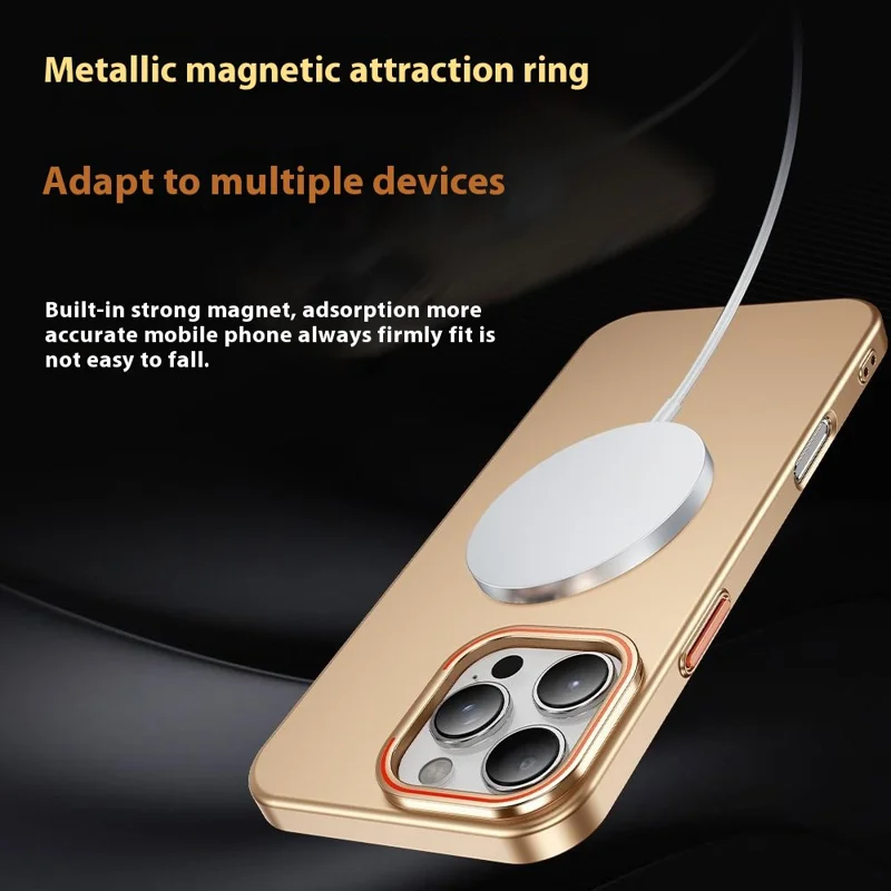 For iPhone 16 Pro Case Compatible with MagSafe Lens Kicktand Hard PC Phone Cover - Desert Gold