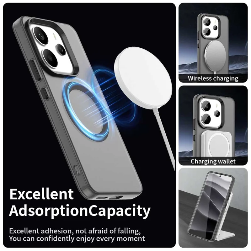 For Xiaomi Redmi Note 14 4G (164.84mm) Case Magnetic Case Anti Drop Hybrid Phone Back Cover - Black