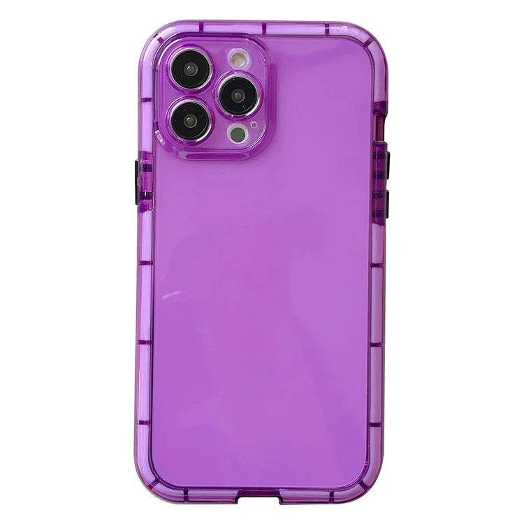 For iPhone 14 Pro Anti-drop Protective Phone Case Luminous Noctilucent Flexible TPU Back Cover - Purple