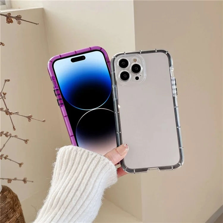 For iPhone 14 Pro Anti-drop Protective Phone Case Luminous Noctilucent Flexible TPU Back Cover - Purple