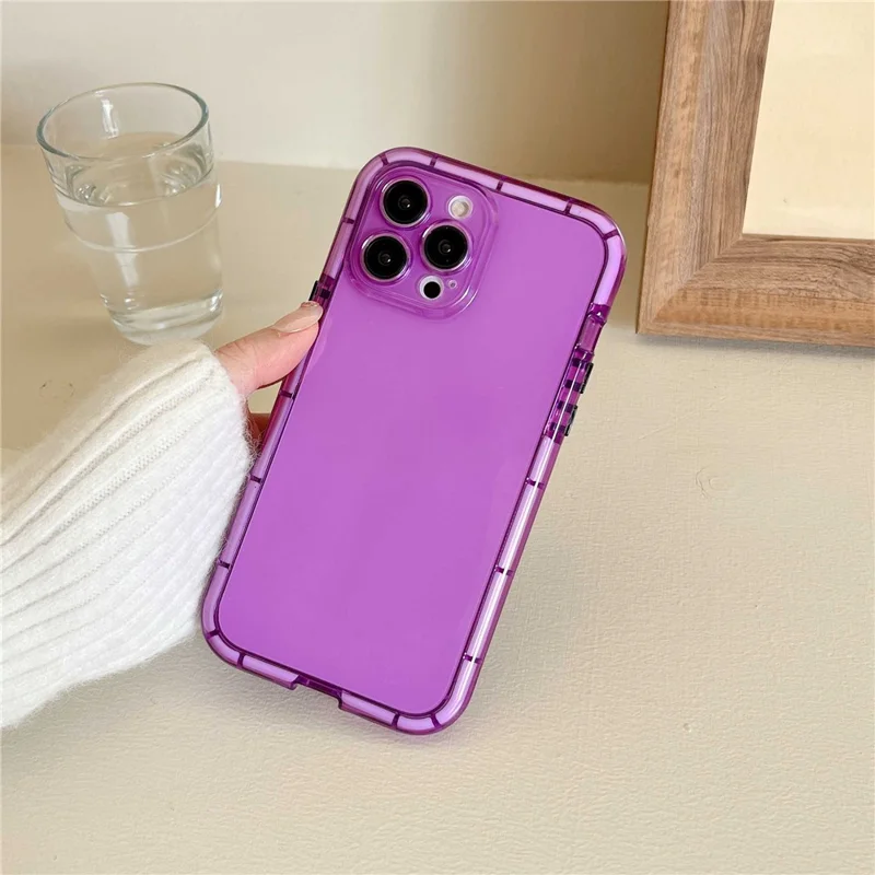 For iPhone 14 Pro Max Luminous Noctilucent Bumper Phone Case Shockproof Flexible TPU Shell - Purple