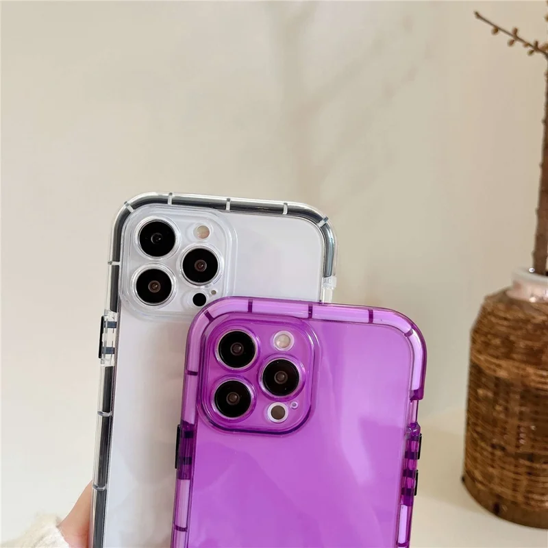 For iPhone 14 Pro Max Luminous Noctilucent Bumper Phone Case Shockproof Flexible TPU Shell - Purple
