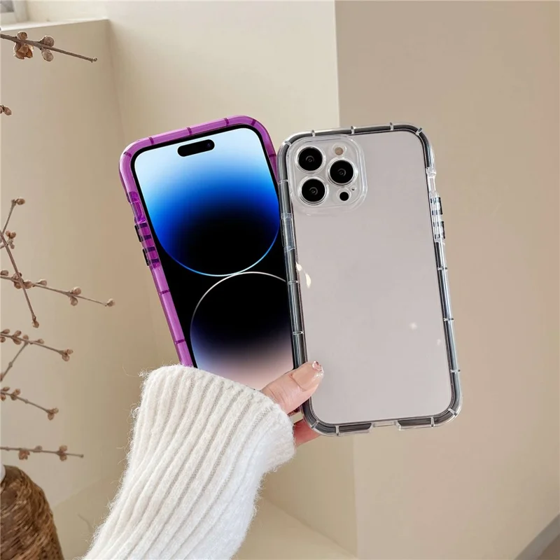 For iPhone 14 Pro Max Luminous Noctilucent Bumper Phone Case Shockproof Flexible TPU Shell - Purple