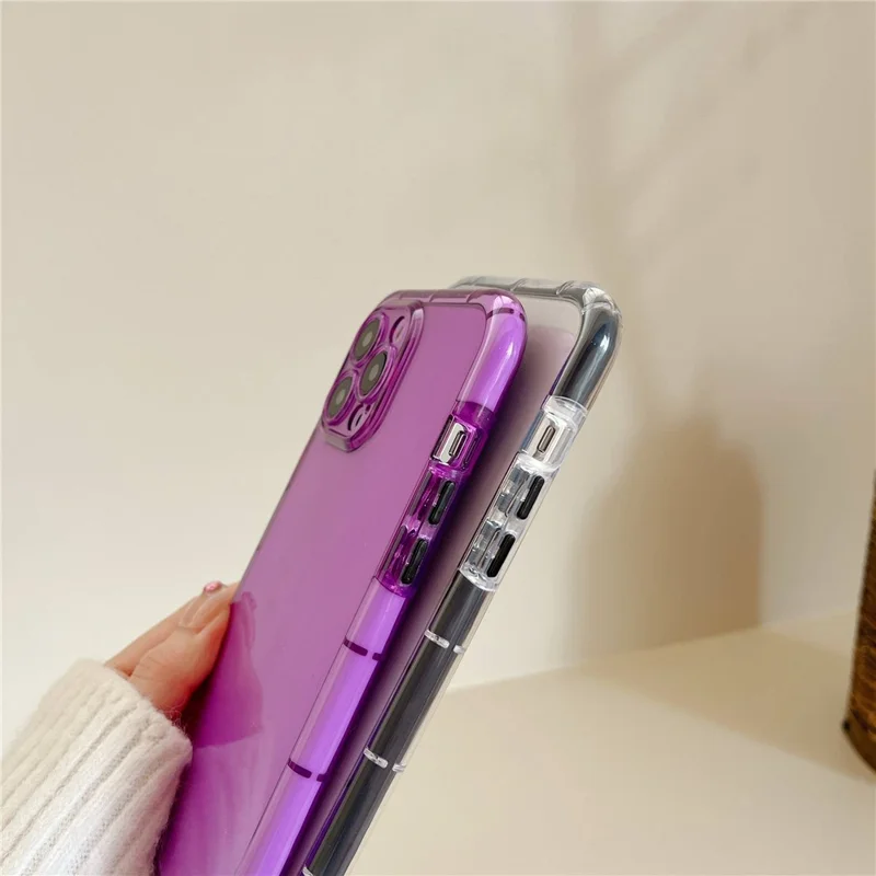 For iPhone 14 Pro Max Luminous Noctilucent Bumper Phone Case Shockproof Flexible TPU Shell - Purple