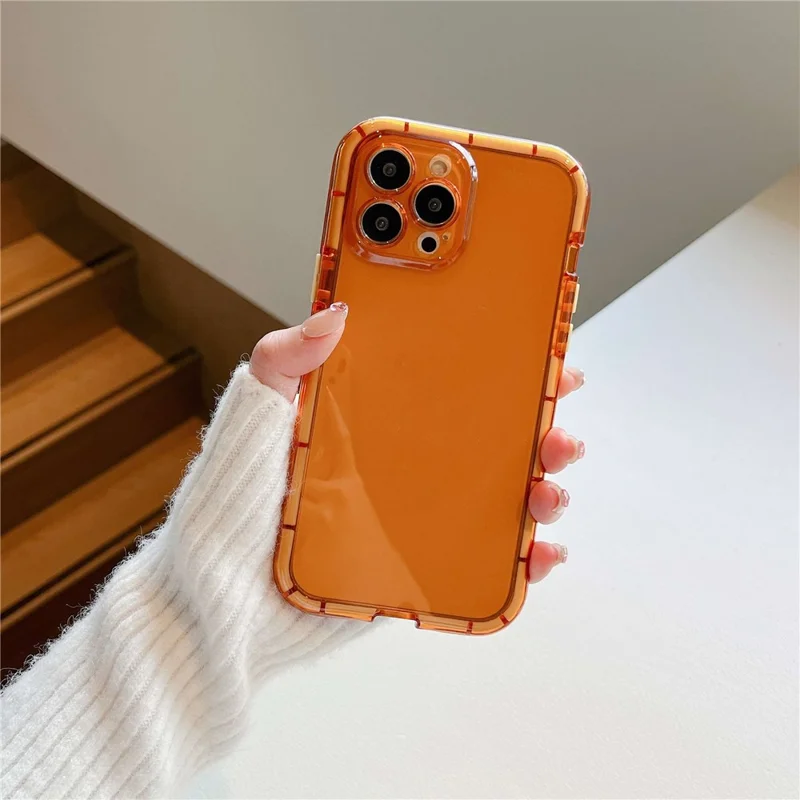 For iPhone 14 Pro Max Luminous Noctilucent Bumper Phone Case Shockproof Flexible TPU Shell - Orange