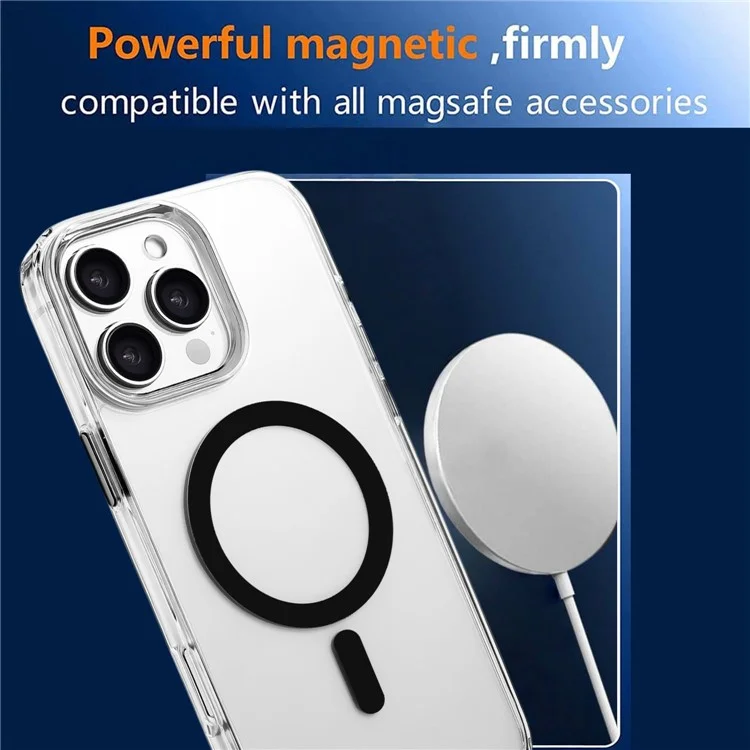 For iPhone 16 Pro Case Compatible with MagSafe Clear PC + TPU Sealed Magnetic Phone Cover - Black