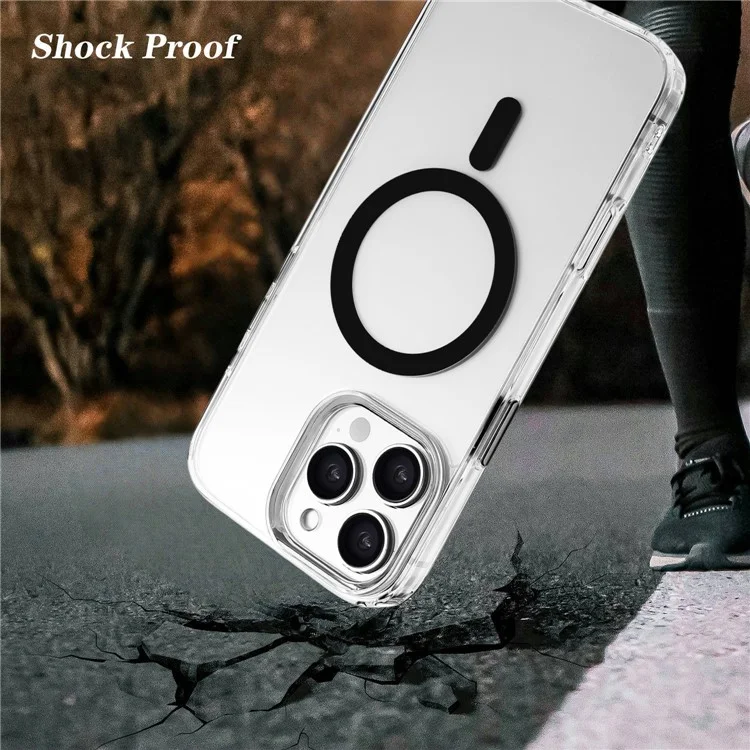 For iPhone 16 Pro Case Compatible with MagSafe Clear PC + TPU Sealed Magnetic Phone Cover - Black