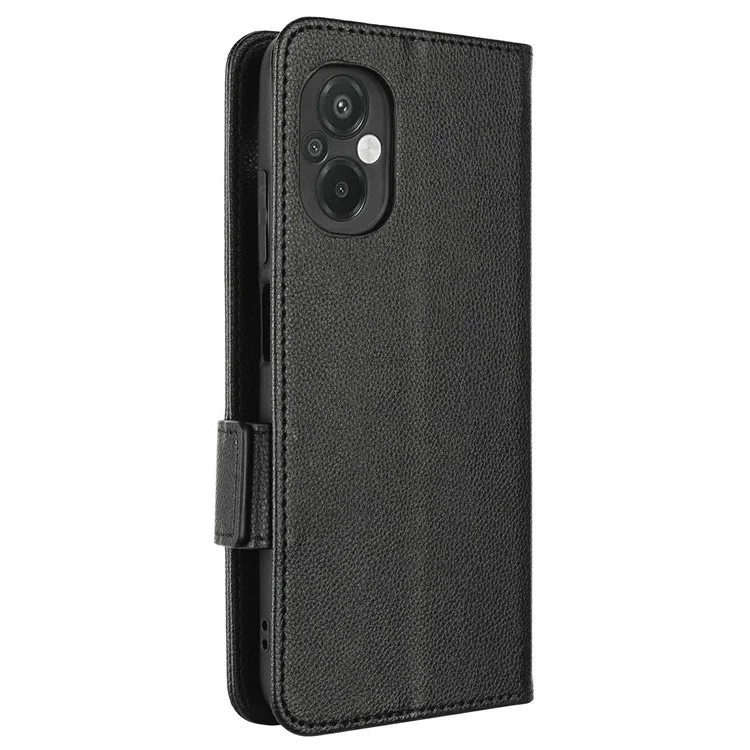 Per Xiaomi Poco M5 4G Copertina Per Telefono Cellulare PU Petura Petta Petta Litchi Custodia Protettiva di Protezione Con Chiusura Magnetica Con Portafoglio - Nero