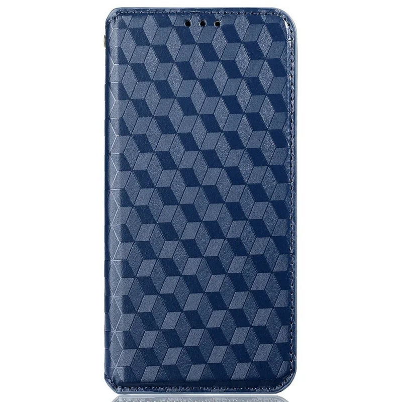 Anti-scratch Phone Case For Google Pixel 7 Pro 5G, Magnetic Auto Closing Phone Shell Stand Imprinted Rhombus Pattern PU Leather Flip Wallet Cover - Blue