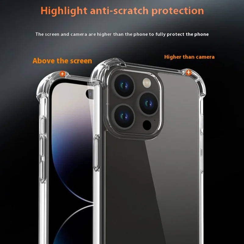 Groothandel voor iPhone 14 Pro Max hoesje met verstevigde hoeken TPU + PC 1,0 mm stootvaste telefoonhoes