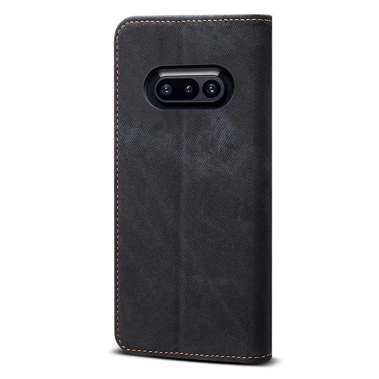 Étui pour Nothing Phone (3a) en Jean Texturé, Protection Antidérapante en Cuir avec Support - Noir