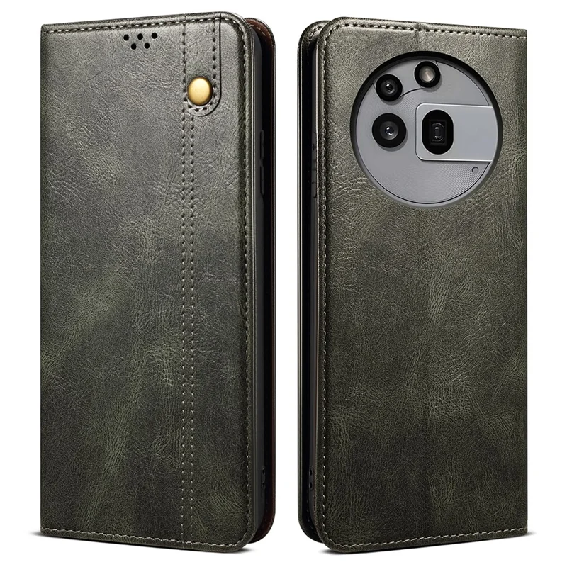 Per Nothing Phone (3a) Pro Case Texture in pelle cerata Crazy Horse Portafoglio Stand Custodia per telefono - Verde