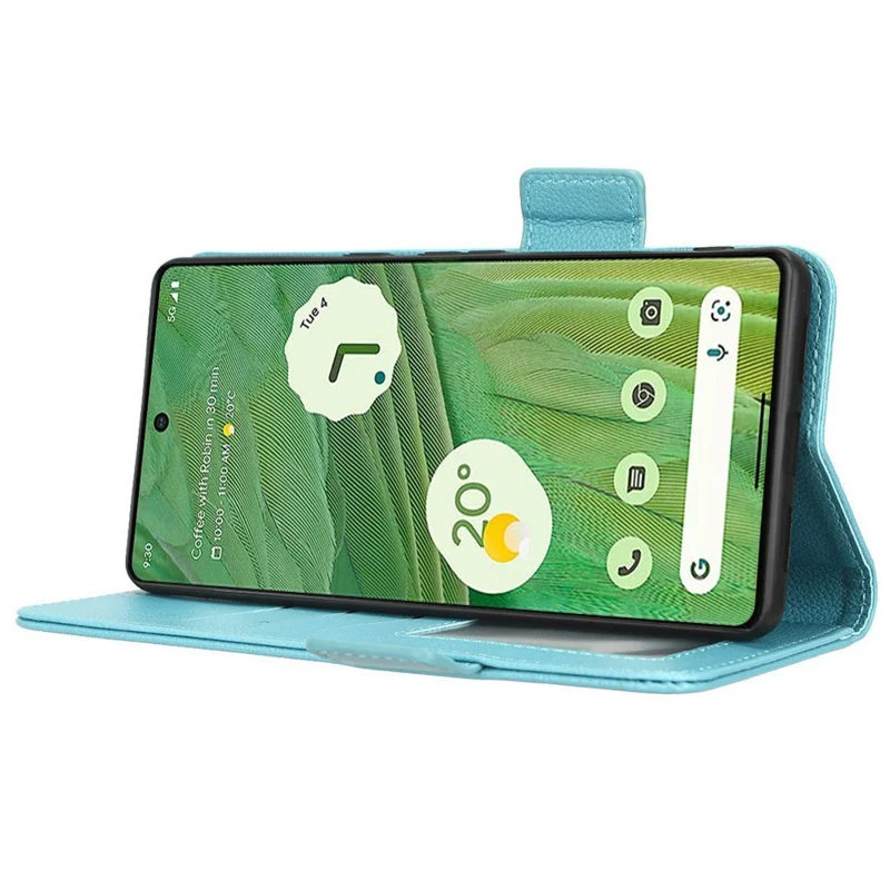 Copertina Telefonica a Prova di Goccia Per Google Pixel 7 5G, Protezione PU Full PU Dual Magnetic Class Case Con Supporto Per il Portafoglio - Bambina Blu