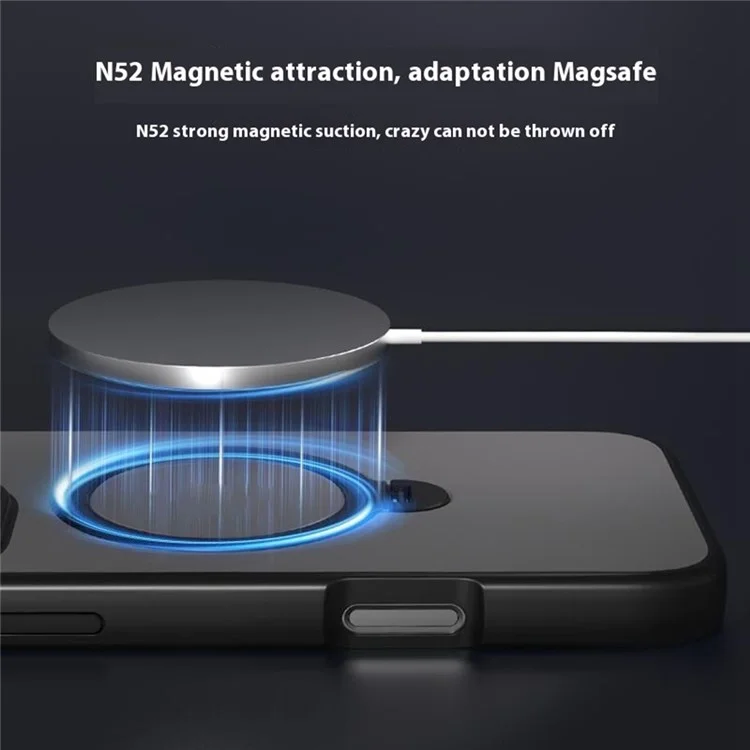 Для iPhone 16 Pro Max Магнитный чехол с вращающейся подставкой TPU + PC Задняя крышка телефона - Черный