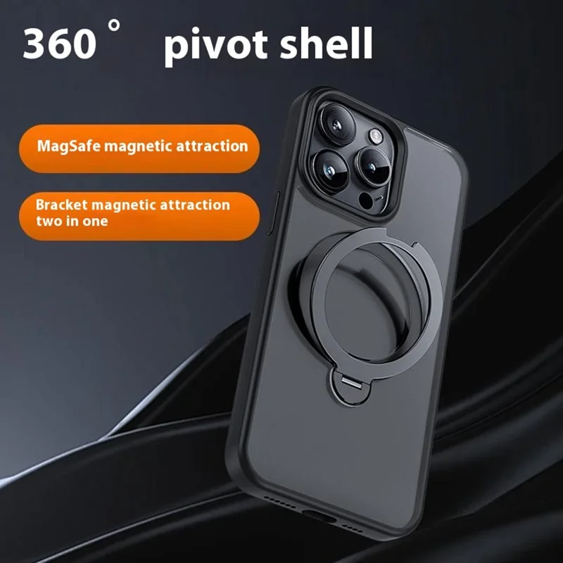 For iPhone 16 Pro Max Magnetic Case Rotating Kickstand TPU + PC Phone Back Cover - Dark Purple