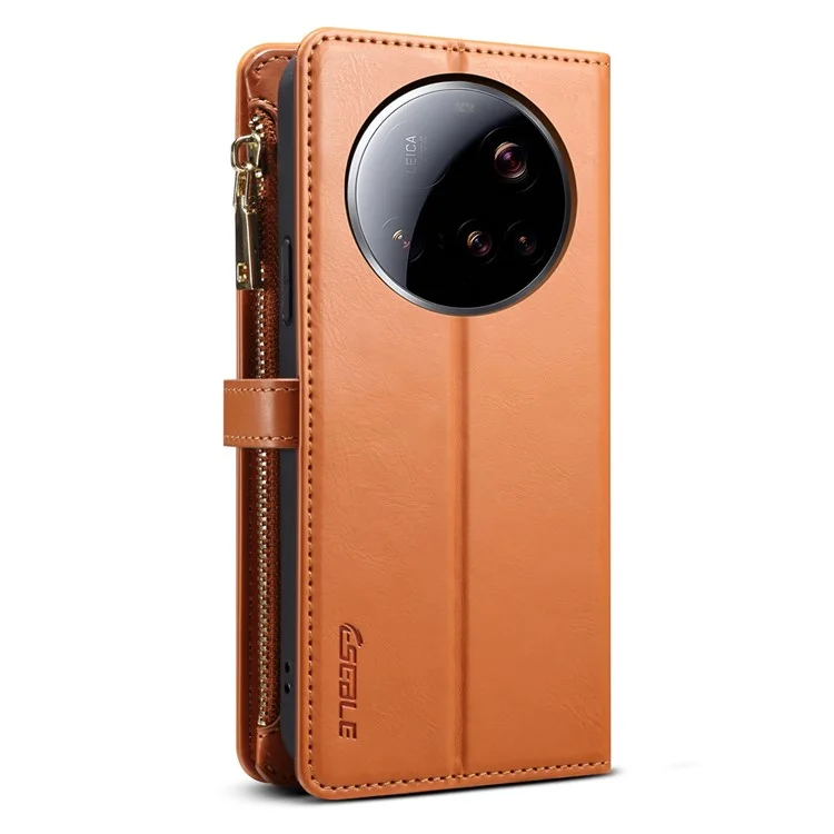ESEBLE Galaxy Series For Xiaomi 15 Ultra Case Leather Zipper Phone Cover RFID Blocking - Brown