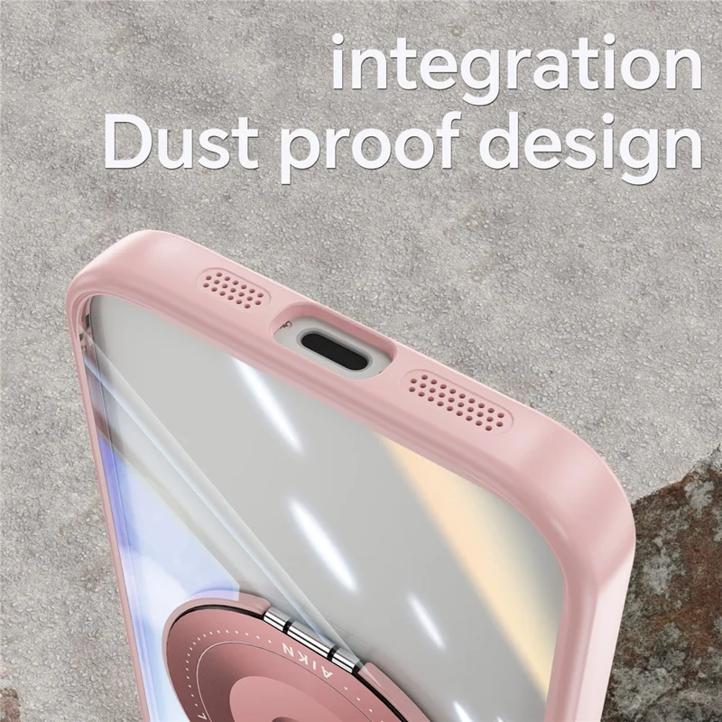 For iPhone 17e / 16e Magnetic Case PC + TPU Phone Cover with Rotating Metal Kickstand, Lens Protector - Pink