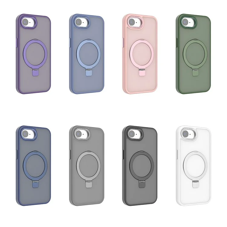 Cover per iPhone 16e Compatibile con MagSafe Antiurto TPU + PC con Supporto - Viola Scuro
