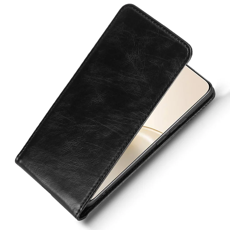 Voor Realme 14 Pro 5G hoesje met kaartsleuf magnetisch verticaal klapleer telefoonhoes - Zwart