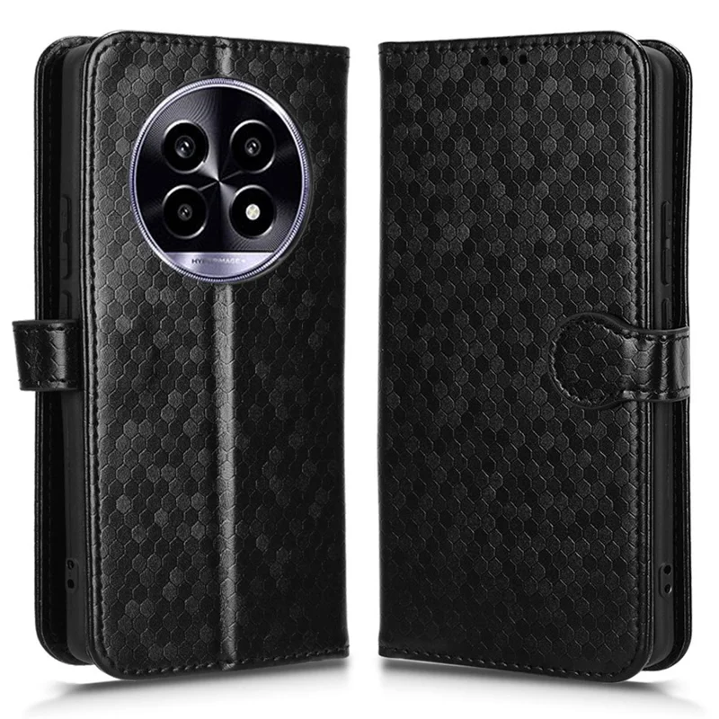 Étui Portefeuille pour Realme 14 Pro Lite 5G / 13 Pro 5G (Global) / 13 Pro+ 5G (Global) Motif à Pois en Cuir PU - Noir