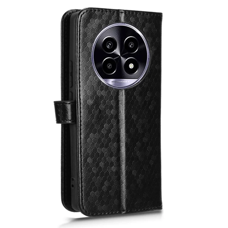 Étui Portefeuille pour Realme 14 Pro Lite 5G / 13 Pro 5G (Global) / 13 Pro+ 5G (Global) Motif à Pois en Cuir PU - Noir