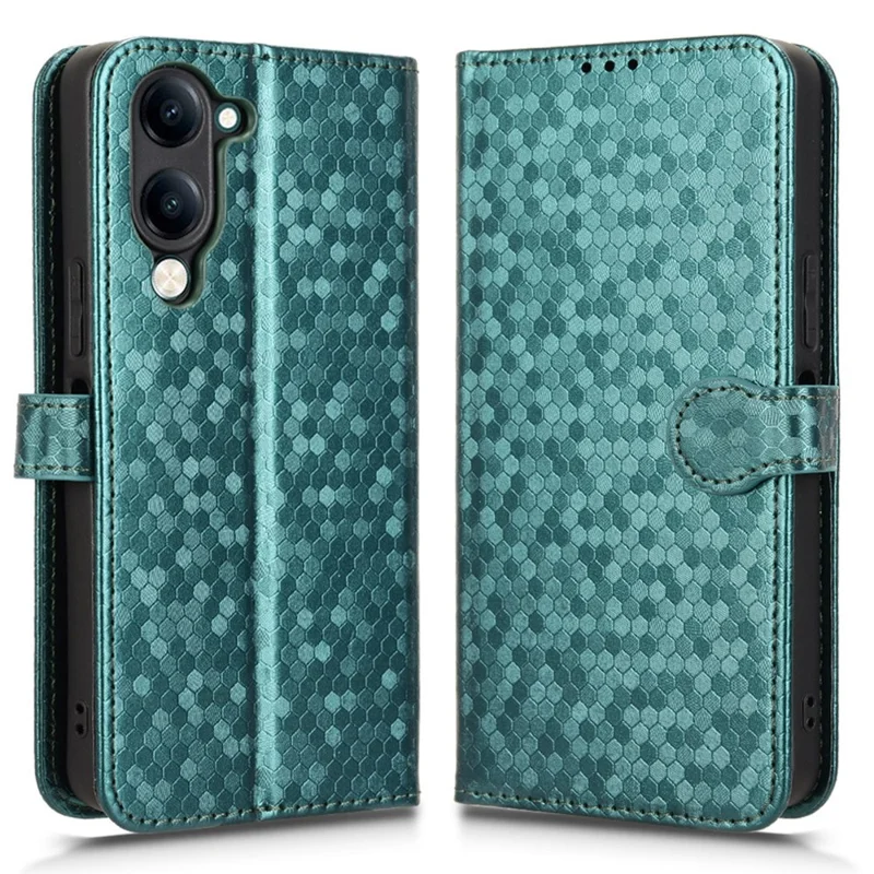 For vivo Y04 4G  /  Y29s 5G Wallet Case Dot Pattern Imprint PU Leather Phone Cover - Green