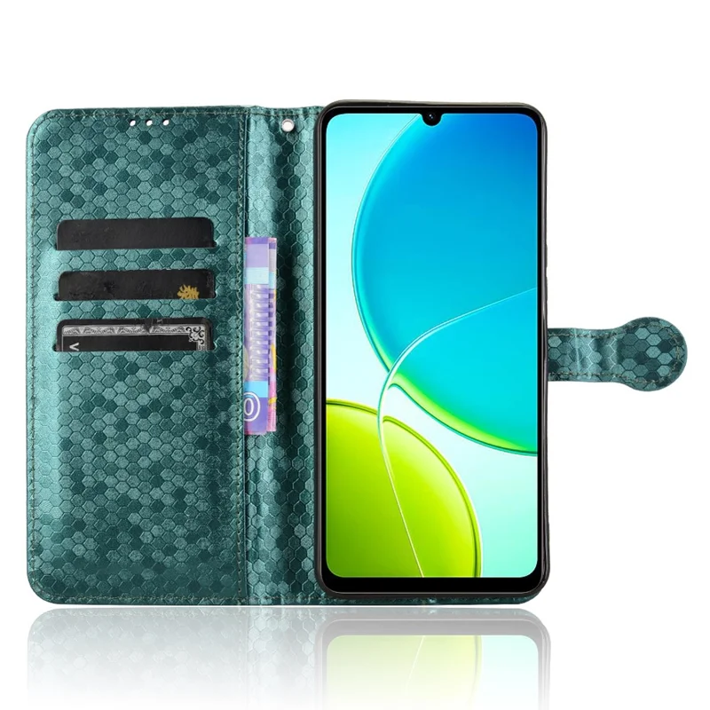 For vivo Y04 4G  /  Y29s 5G Wallet Case Dot Pattern Imprint PU Leather Phone Cover - Green