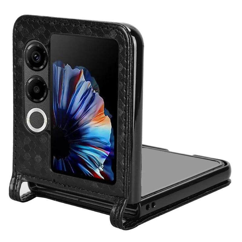 For ZTE nubia Flip2 5G A404ZT Case with Card Slot Dot Pattern Imprint PC + PU Leather Phone Cover - Black