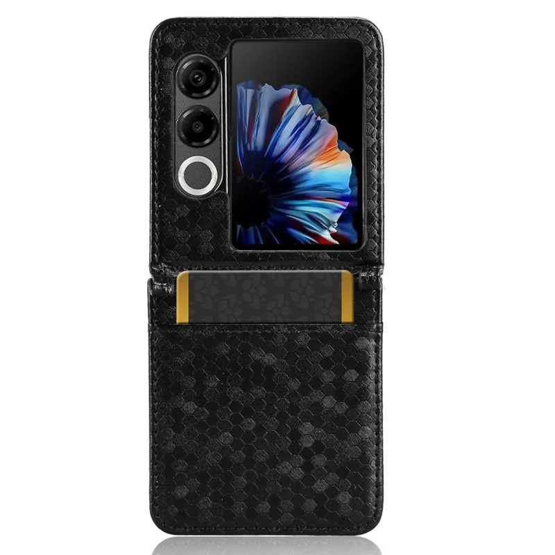 For ZTE nubia Flip2 5G A404ZT Case with Card Slot Dot Pattern Imprint PC + PU Leather Phone Cover - Black