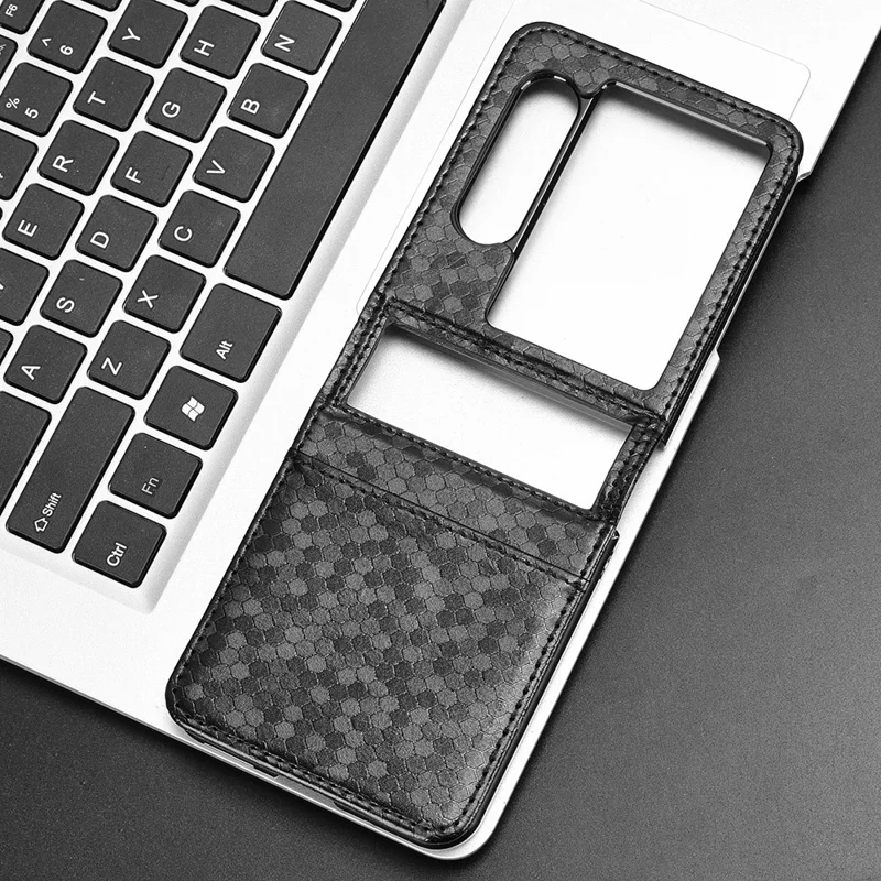 For ZTE nubia Flip2 5G A404ZT Case with Card Slot Dot Pattern Imprint PC + PU Leather Phone Cover - Black