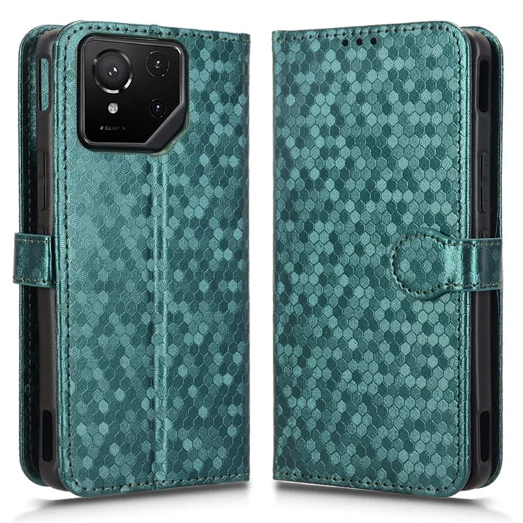 Per Asus ROG Phone 9 5G / ROG Phone 9 Pro 5G Cover a Portafoglio con Motivo a Puntini Stampato in Pelle PU - Verde