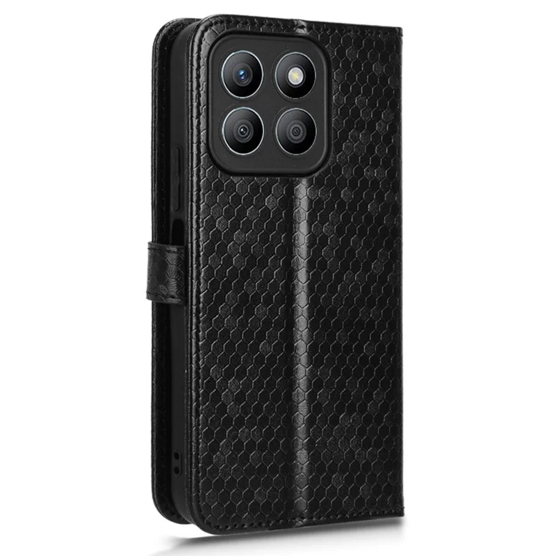 Portemonnee hoesje met stippenpatroon voor Honor X8c 4G, PU leer telefoonhoes - Zwart