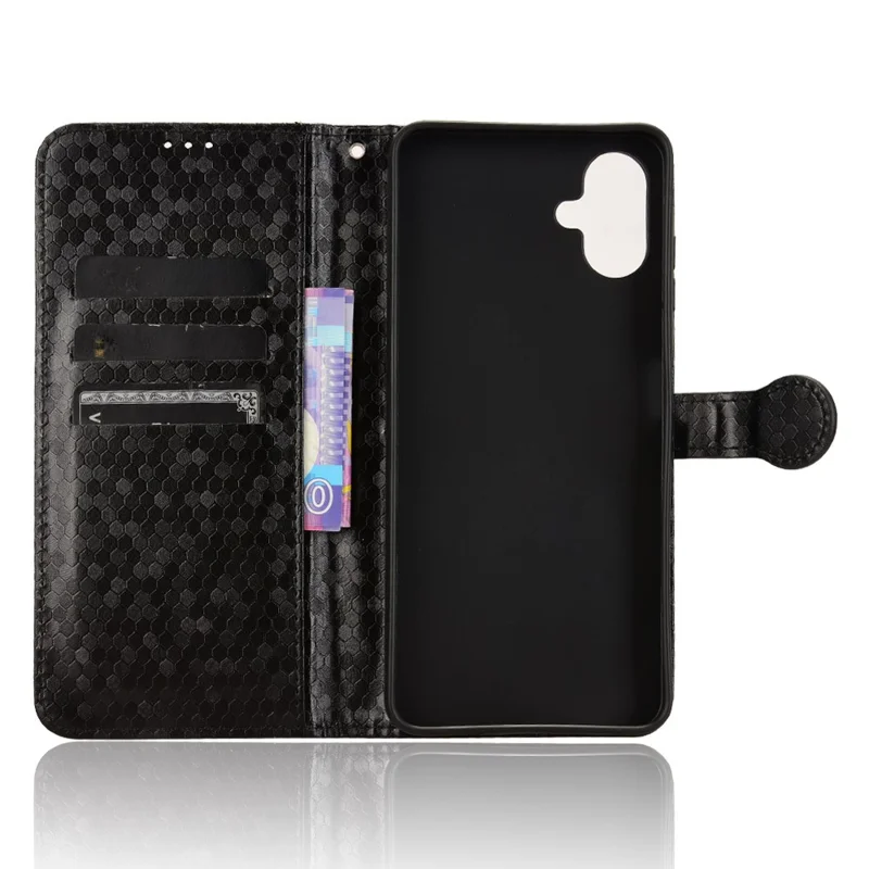 For Samsung Galaxy A06 5G Wallet Case Dot Pattern Imprint PU Leather Phone Cover - Black