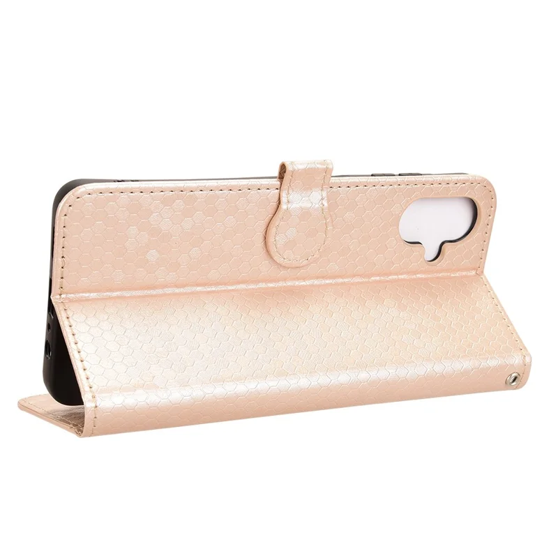 For Samsung Galaxy A06 5G Wallet Case Dot Pattern Imprint PU Leather Phone Cover - Rose Gold