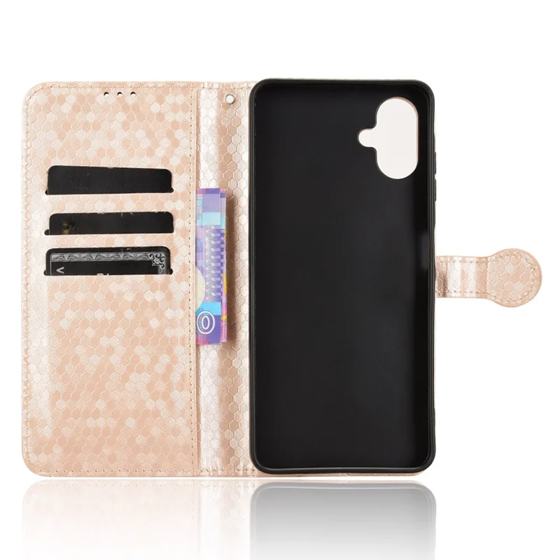 For Samsung Galaxy A06 5G Wallet Case Dot Pattern Imprint PU Leather Phone Cover - Rose Gold