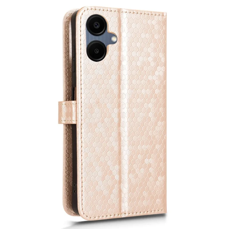 For Samsung Galaxy A06 5G Wallet Case Dot Pattern Imprint PU Leather Phone Cover - Rose Gold