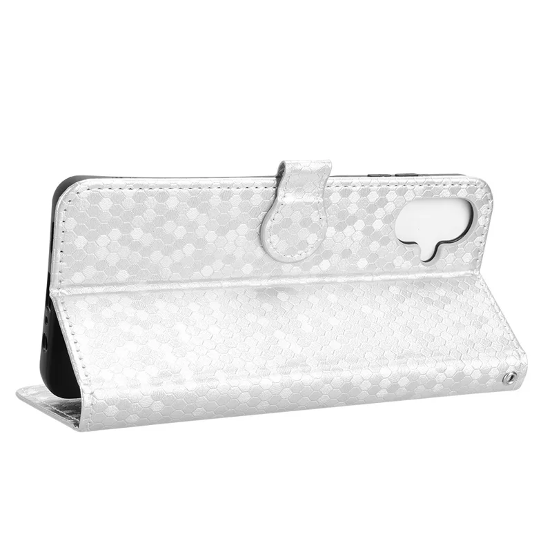 For Samsung Galaxy A06 5G Wallet Case Dot Pattern Imprint PU Leather Phone Cover - Silver
