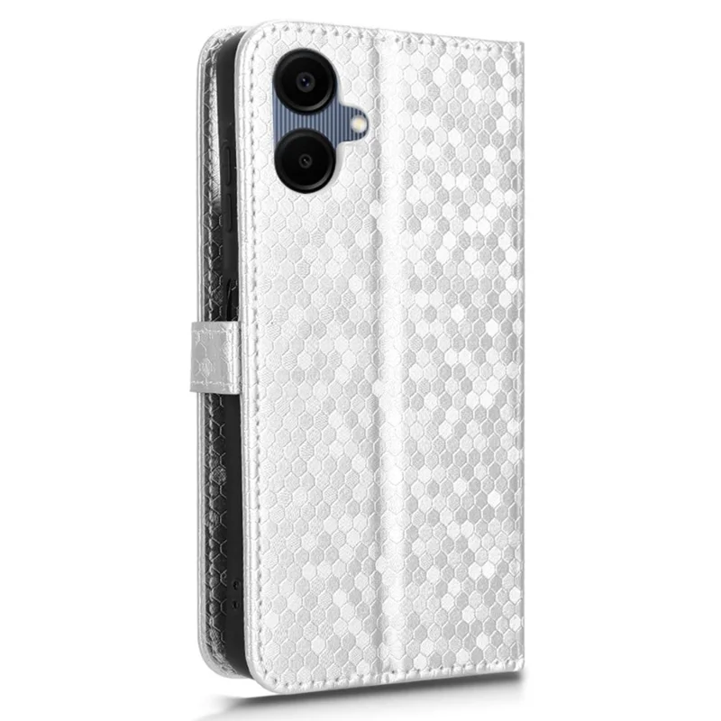 For Samsung Galaxy A06 5G Wallet Case Dot Pattern Imprint PU Leather Phone Cover - Silver
