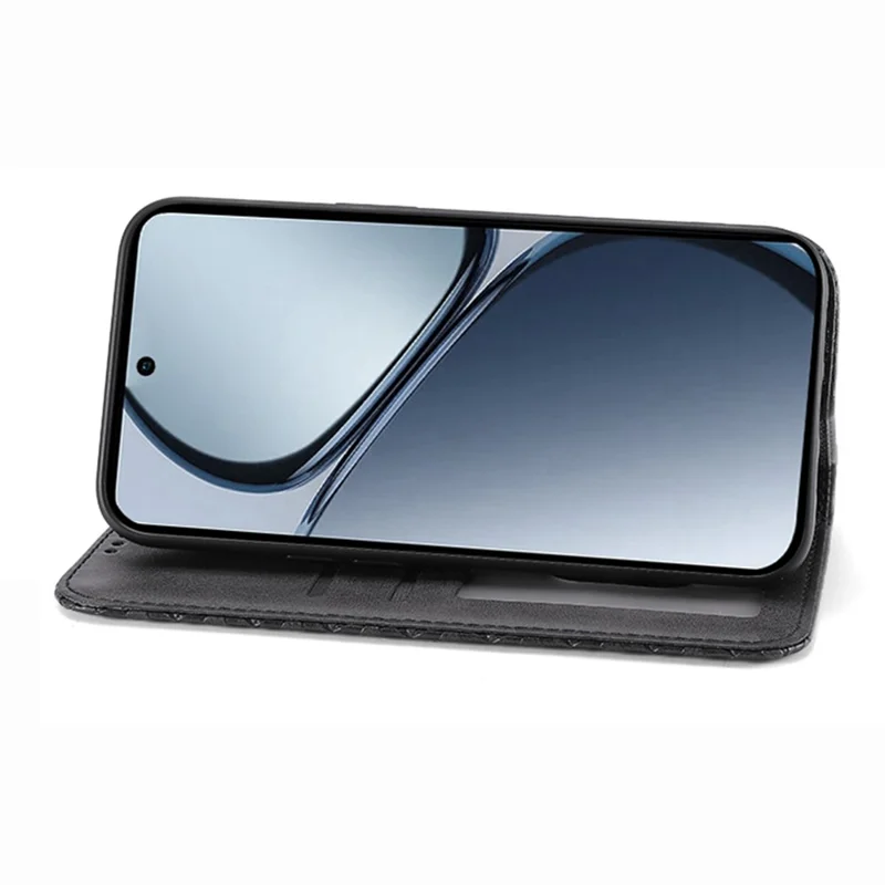 For Realme 14 Pro 5G Case Calf Texture PU Leather Phone Cover with Wallet - Black