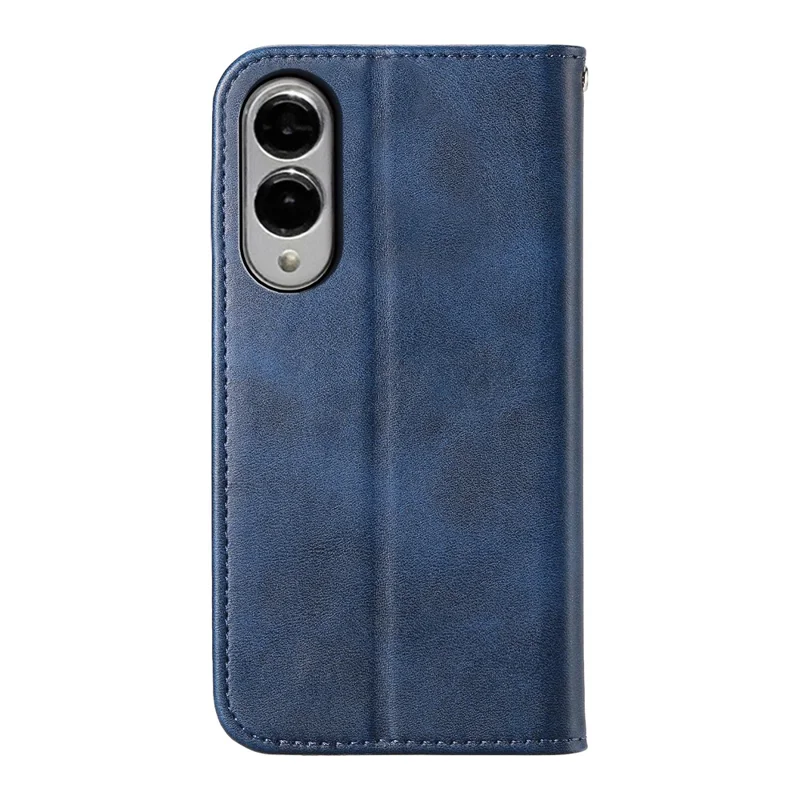 For Samsung Galaxy S25 Edge Case Calf Texture PU Leather Phone Cover with Wallet - Blue