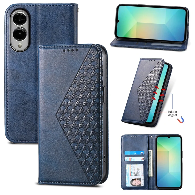For Samsung Galaxy S25 Edge Case Calf Texture PU Leather Phone Cover with Wallet - Blue