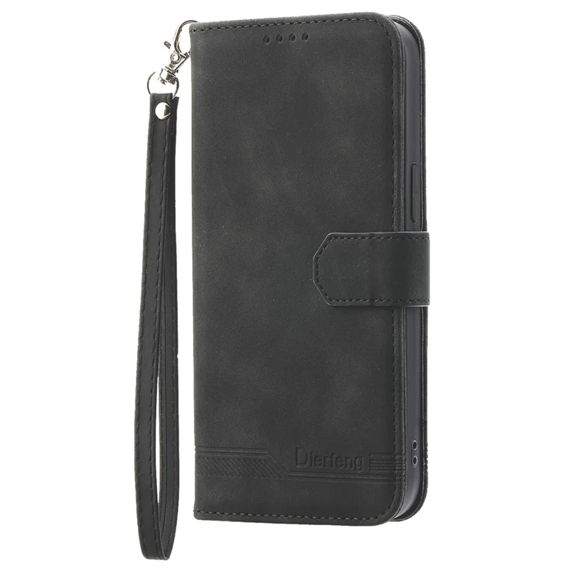 DIERFENG DF-03 Ledertasche mit Linienprägung für vivo V50 5G Smartphone - Schwarz