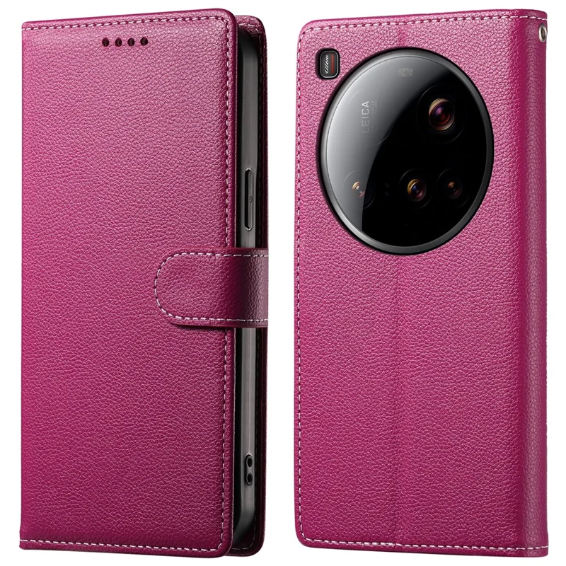 For Xiaomi 15 Ultra Stand Case Litchi Texture Leather Wallet Phone Cover Magnetic Snap - Rose