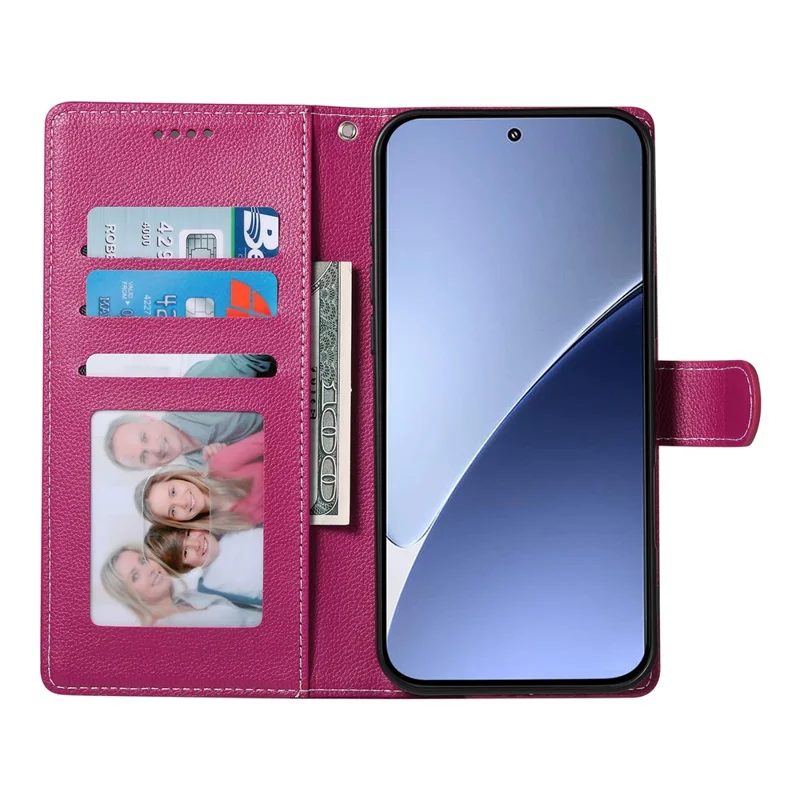 For Xiaomi 15 Ultra Stand Case Litchi Texture Leather Wallet Phone Cover Magnetic Snap - Rose