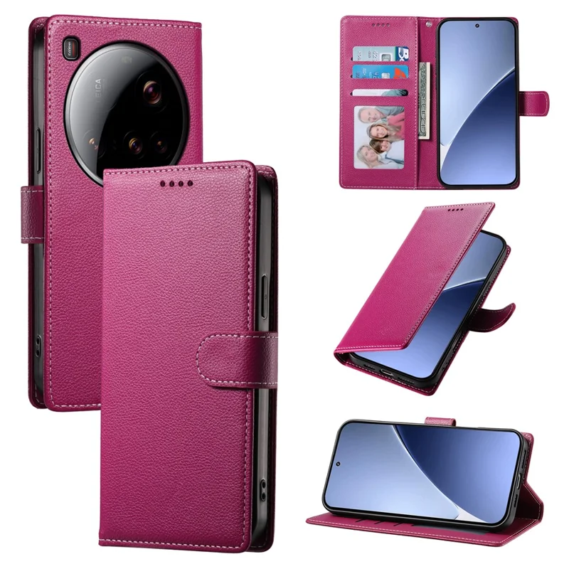 For Xiaomi 15 Ultra Stand Case Litchi Texture Leather Wallet Phone Cover Magnetic Snap - Rose