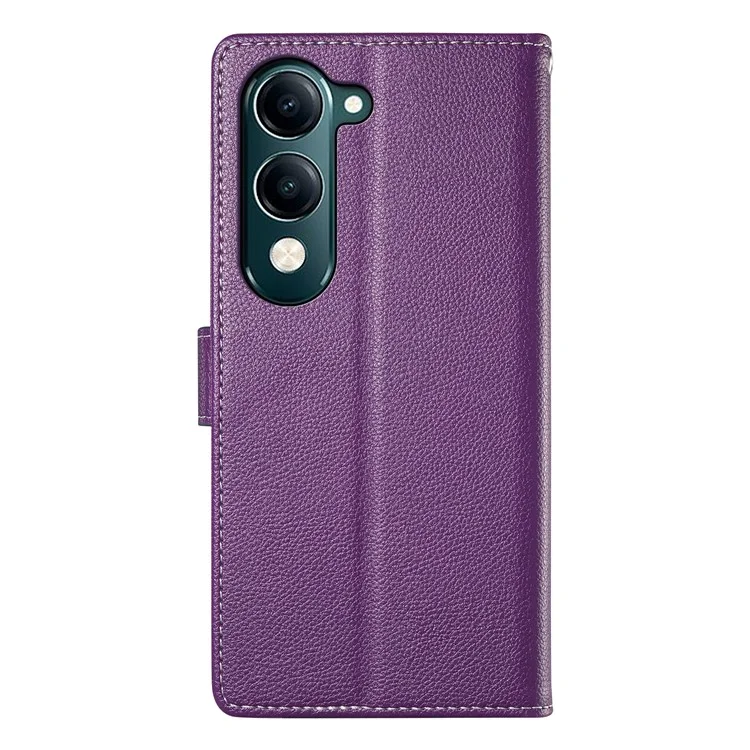 Capa para vivo Y04 4G / Y29s 5G com Suporte Estilo Couro de Lichia Carteira para Celular com Fechamento Magnético - Roxa