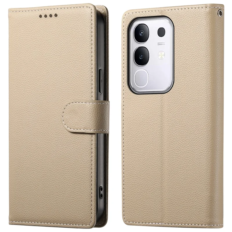 Для vivo Y29 4G Чехол-подставка Кожаный бумажник с текстурой личи Магнитная застежка - Абрикосовый